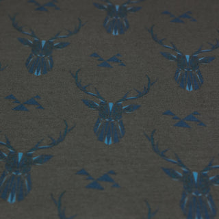 Katoentricot - geo herten - grijs