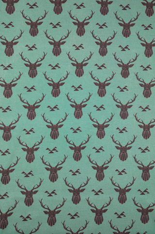 Katoentricot - geo herten - groen