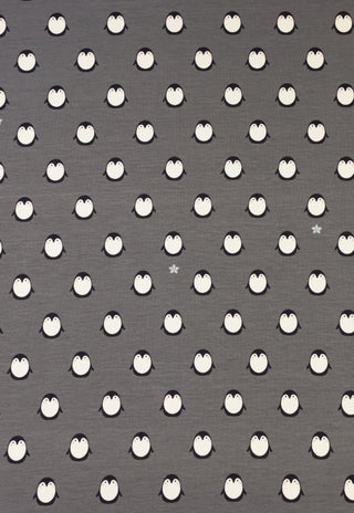 Katoentricot - pinguïns en sneeuwvlokken