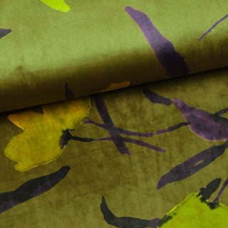 Fluweel - gebloemd - olijfgroen - Editex