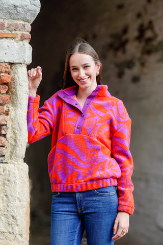 Wool Knit - bloemen - rood en paars - Atelier Jupe