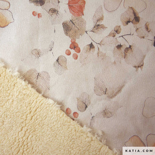 Sherpa - bloemen - beige - Katia Fabrics