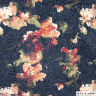 Teddy - gebloemd - zwart - Katia Fabrics