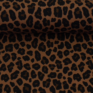 Katoentricot - leopard - bruin - Swafing