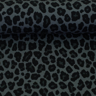 Katoentricot - leopard - blauwgrijs - Swafing