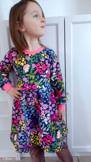French Terry - bloemen - indigo - Swafing