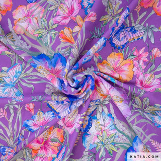 Badpaklycra - hibiscus en vlinders - Katia Fabrics