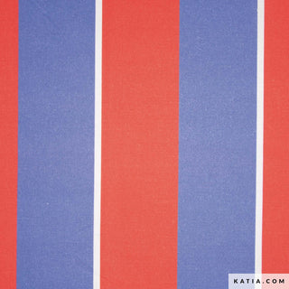 Canvas - strepen - blauw & koraal - Katia Fabrics