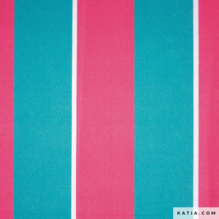 Canvas - strepen - turquoise & roze - Katia Fabrics