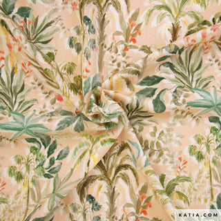 Viscose - palmbomen - zalmroze - Katia Fabrics