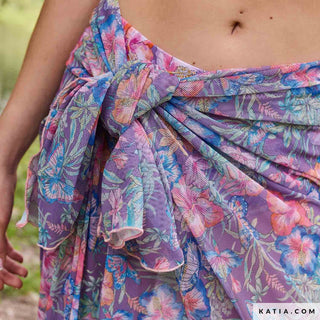 Mesh - hibiscus en vlinders - Katia Fabrics