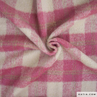 Mantelflanel - geruit - roze - Katia Fabrics
