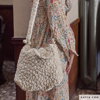 Gewatteerde nylon - bloemen - wit - Katia Fabrics