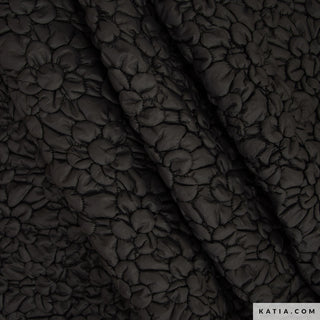 Gewatteerde nylon - bloemen - zwart - Katia Fabrics
