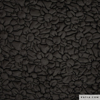 Gewatteerde nylon - bloemen - zwart - Katia Fabrics