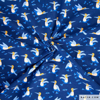 Katoentricot - blauwe vogel - Katia Fabrics