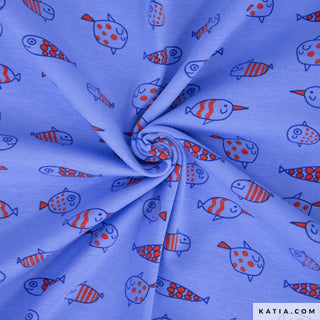 Katoentricot - happy fish - Katia Fabrics