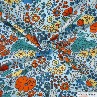 Katoentricot - iguana bloemen - Katia Fabrics