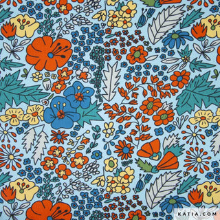 Katoentricot - iguana bloemen - Katia Fabrics