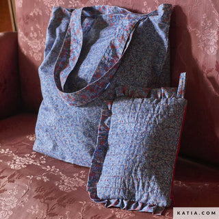 Popeline - fijne bloemen - blauw - Katia Fabrics