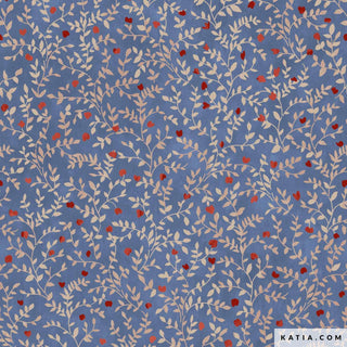 Popeline - fijne bloemen - blauw - Katia Fabrics