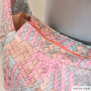 Leer - zigzag - munt - Katia Fabrics