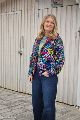 French Terry - bloemen - indigo - Swafing