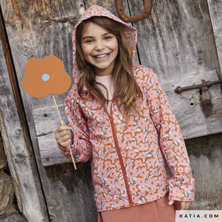 French terry - gebloemd - roest en roze - Katia Fabrics