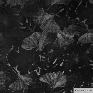 Peach Skin Viscose - ginkgo - zwart - Katia Fabrics