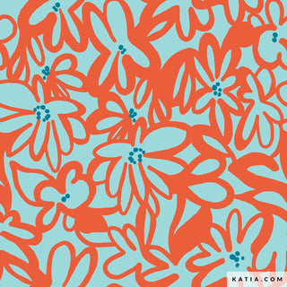 Badpaklycra - bloemen - oranje - Katia Fabrics