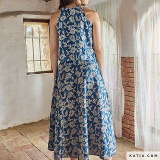 Borduurwerk op voile - jeansblauw - Katia Fabrics