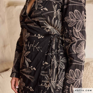 Borduurwerk op voile - zwart - Katia Fabrics